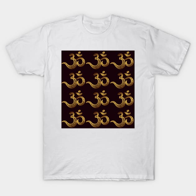 Om Gold Buddhism T-Shirt by martynzero